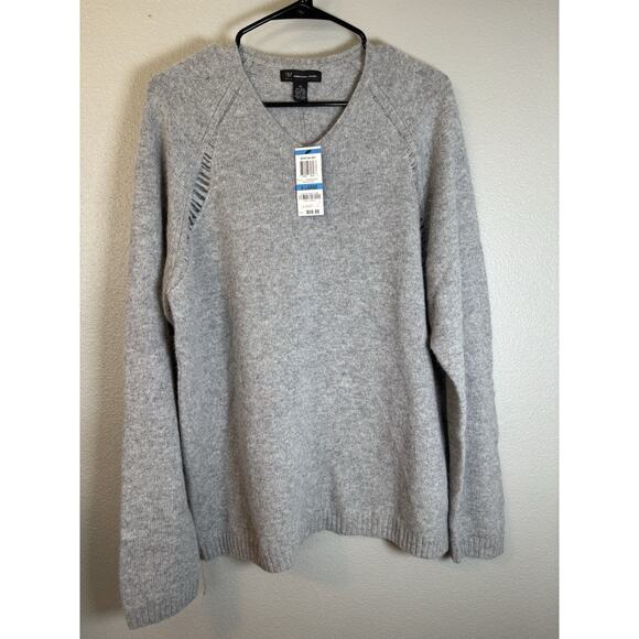 INC Womens Distressed Sweater Spiritualized Grey XL Wool Angora Rabbit‎ NEW - Picture 1 of 8